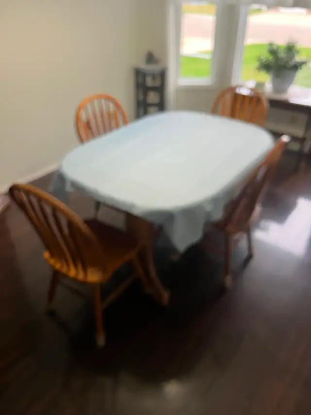 Double Pedistal solid Oak Table with 8 chairs
