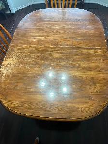 Double Pedistal solid Oak Table with 8 chairs - Photo 4