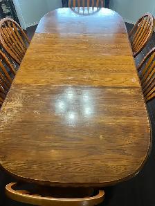 Double Pedistal solid Oak Table with 8 chairs - Photo 5