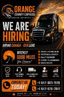 AZ Drivers Needed For CANADA/USA Lane.