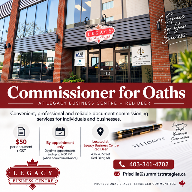 Commissioner for Oaths – Red Deer | By Appointment@ LBC