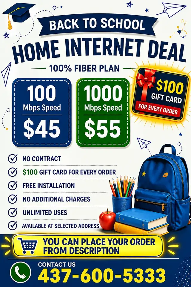 Reliable Home Internet – 500 Mbps & 1000 Mbps 'Back to School'