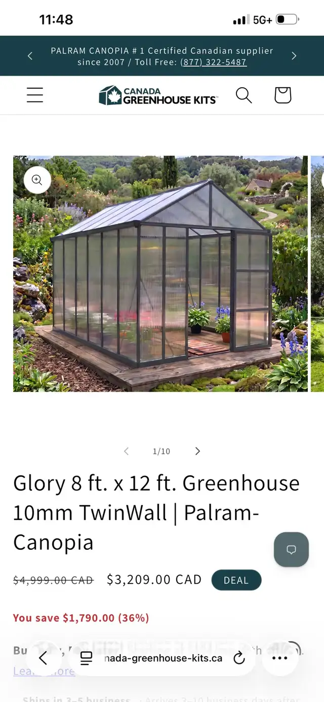 glory 12x8 greenhouse by canopia