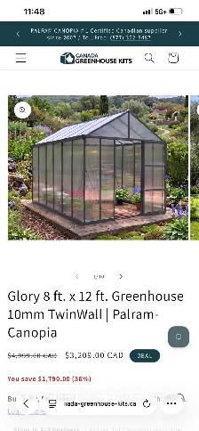 glory 12x8 greenhouse by canopia