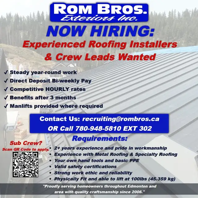 Skilled Roofers Wanted – Asphalt, Metal & Specialty