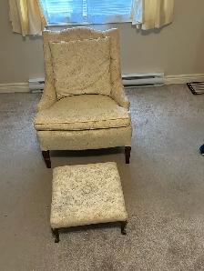 Upholstered Chair and Matching Ottoman