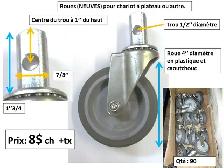 Roulette en métal 2’’ ½ diamètre x 1’’ ½. à rainure de ½’’ - Photo 3