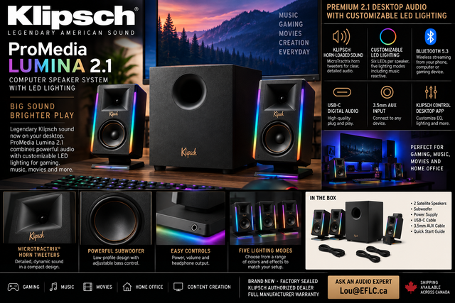 Klipsch PROMEDIAL21 ProMedia Lumina 2.1 Computer Speaker System