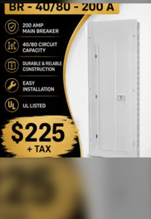 Eaton 200A Loadcentre BR 40/80 – 200 Amp Panel – $225   Tax