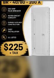 Eaton 200A Loadcentre BR 40/80 – 200 Amp Panel – $225   Tax
