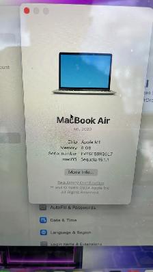Macbook Air M1 2020 8G Ram 256Go Neuf - Photo 8