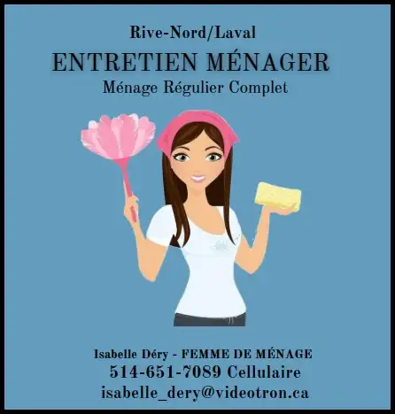 Femme de ménage Rive-Nord/Laval