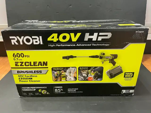Ryobi RY124050 40v Pressure Washer 600psi NEWTool Only