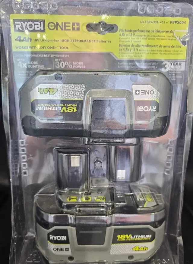 RYOBI ONE  4AH 18V BATTERIES 2 PACK