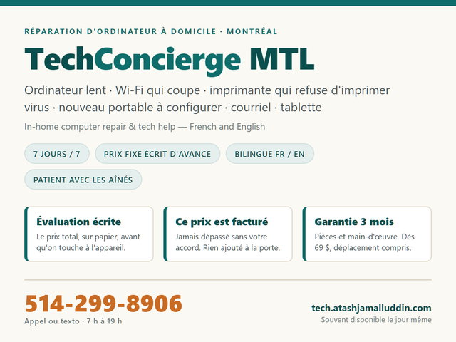 Réparation ordinateur à domicile — In-home computer repair