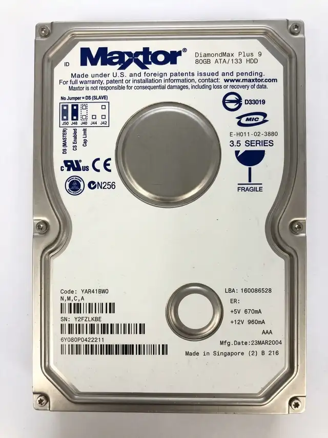 Maxtor DiamondMax Plus 9 80GB 3.5' IDE Desktop PC Hard Drive HDD