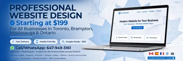 Professional Website Design $199 - Toronto