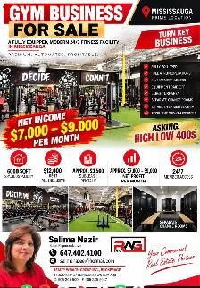Income generating GYM BUSSINESS for sale in Mississauga