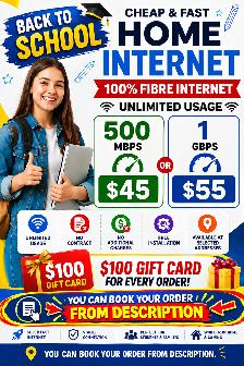 Cheap Home Internet|Back to School Special 500 Mbps $45|1 Gbps