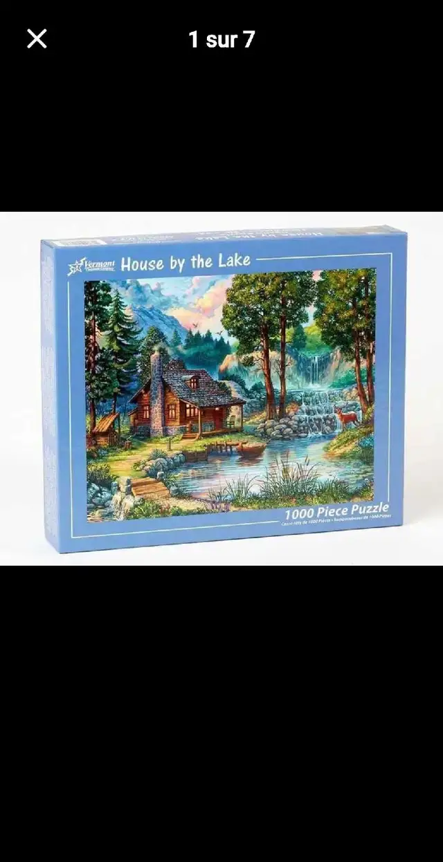 PUZZLE VERMONT MAISON AU BORD DU LAC.1000PIÈCES. SCELLÉ.$20