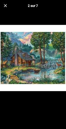 PUZZLE VERMONT MAISON AU BORD DU LAC.1000PIÈCES. SCELLÉ.$20 - Photo 3