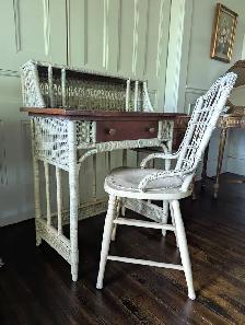 Antique Wicker Desk and Chair - Photo 5
