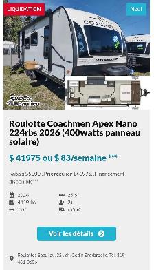 Roulotte à vendre en liquidation sur unités en inventaire. - Photo 14