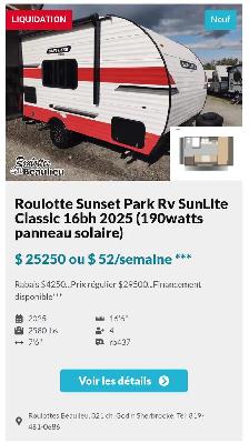 Roulotte à vendre en liquidation sur unités en inventaire. - Photo 17