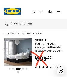 Base de lit Nordli (Ikea) Queen - Photo 6