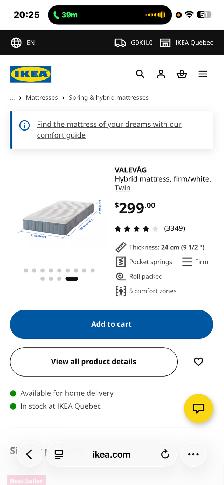 Matelas et base de lit simple