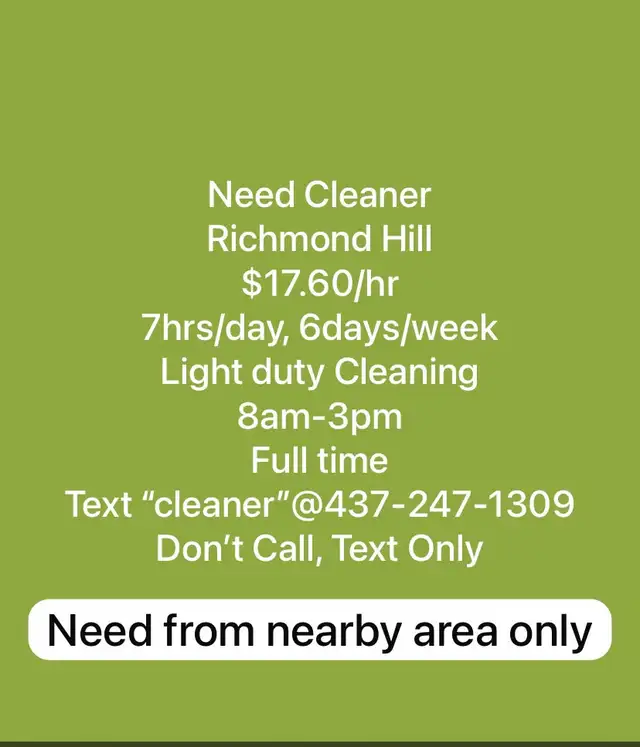 Cleaner-Richmondhill, ON