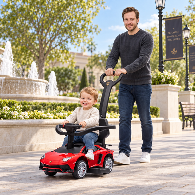Toddler Lamborghini Aventador Style Push Cars, Detachable Handle
