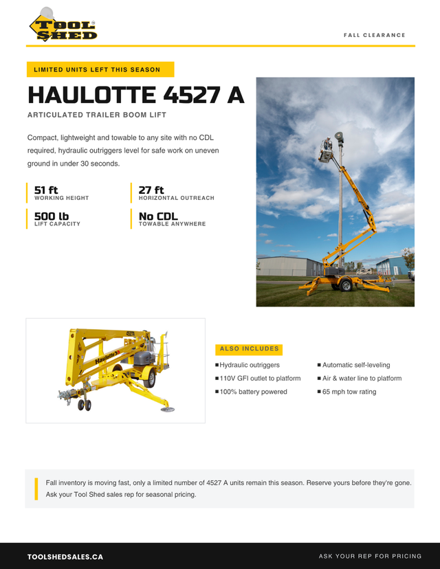 Towable Boom Lift 51ft — No CDL - Nova Scotia