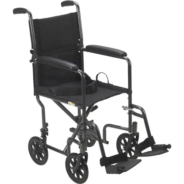 New Used- Drive Medical Steel Transport Chair, Fixed Full Arms