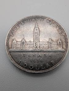 (B10126) 1939 Canada Silver Dollar Royal Visit Parliament .80...