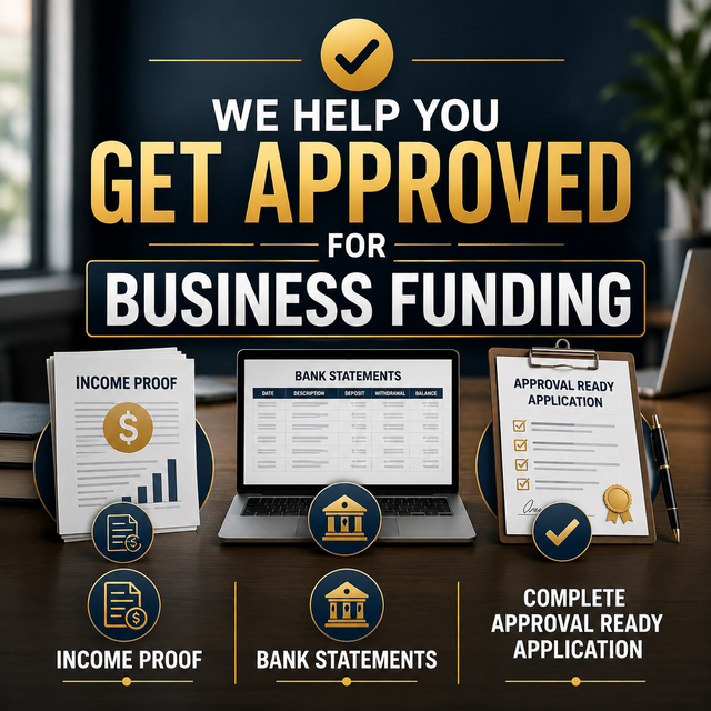 NEED BUSINESS LOAN ? WE HELP YOU GET APPROVED! STATEMENTS, DOCS