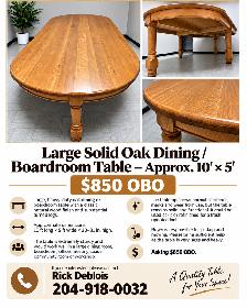 Large Solid Oak Dining Table