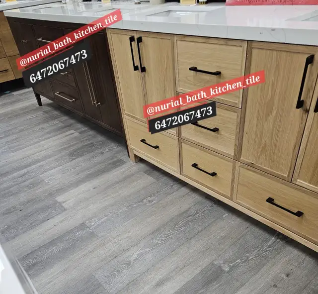 Oak Vanity, Countertop, Faucet, Mirror, Toilet