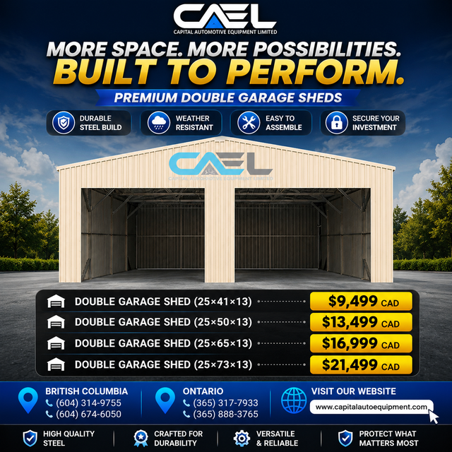 New CAEL Garage Sheds & Metal Carport – Single & Double with Doo