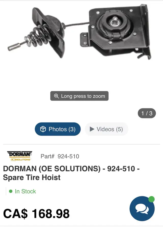 spare tire winch (for under truck box)
