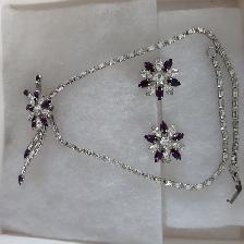 SETNEUF ARGENT MAUVE COLLIER 15'LON BOUCLES D'OREILLE $20.00 SET - Photo 3