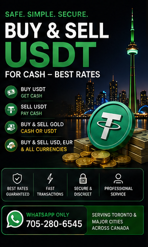 USDT Cash Exchange Toronto | Fast Transactions & Great Rates