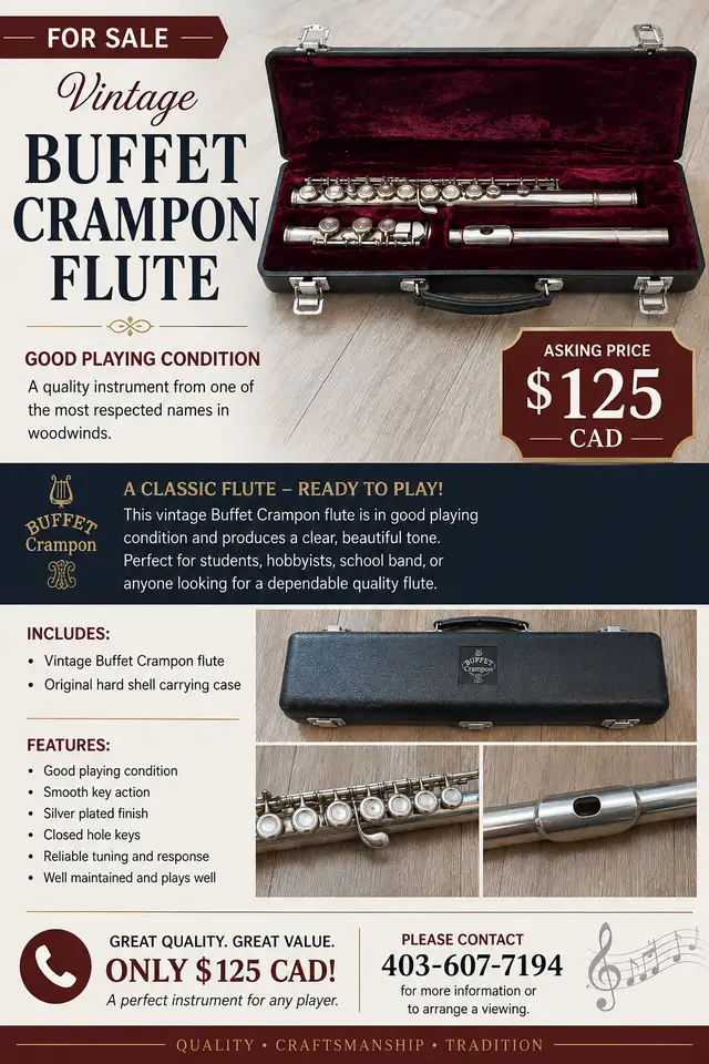 Buffet Crampon Flute for sale $125