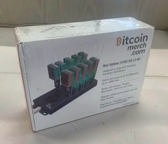 BitcoinMerch.com - 10 Port USB Hub 120W Powered USB 2.0 Charging