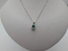 (B7150) 10K Gold Green Stone Pendant Necklace 25in and Stud E... - Photo 2