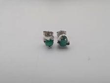(B7150) 10K Gold Green Stone Pendant Necklace 25in and Stud E... - Photo 3