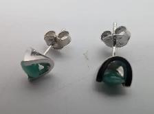 (B7150) 10K Gold Green Stone Pendant Necklace 25in and Stud E... - Photo 10