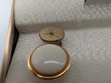 (B7127) Sherman Senator Vintage Gold Tone Cufflinks White Cab... - Photo 2