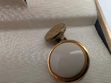 (B7127) Sherman Senator Vintage Gold Tone Cufflinks White Cab... - Photo 3