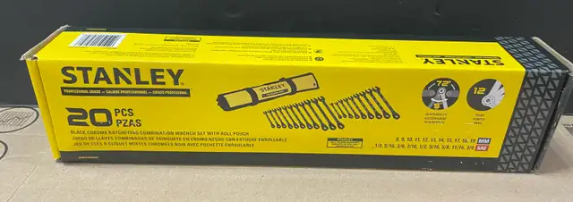STANLEY 20 Pcs. BLACK CHROME RATCHETING COMBINATION WRENCH SET